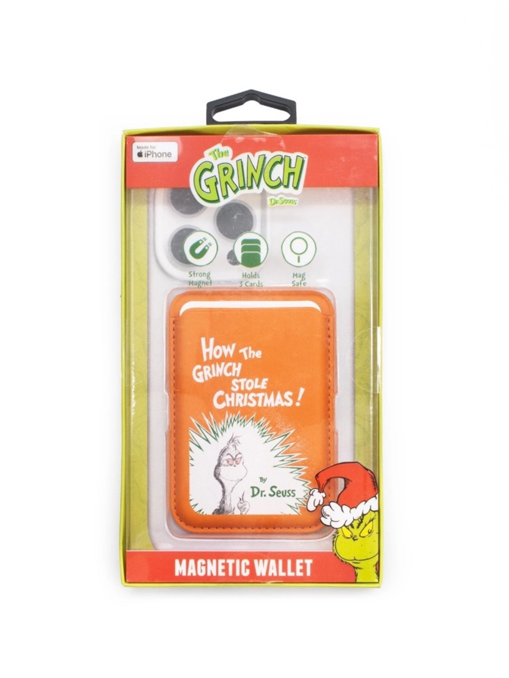 Dr. Seuss The Grinch Orange Magnetic Wallet Card Holder